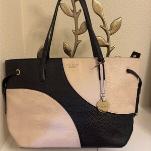 Kate Spade Black and Cream Colorblock Leather Tote
